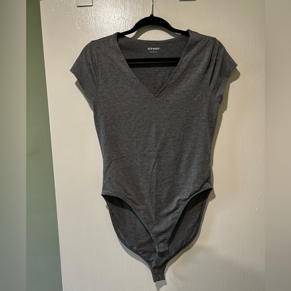Old Navy Tops - Old Navy Charcoal V-Neck Bodysuit